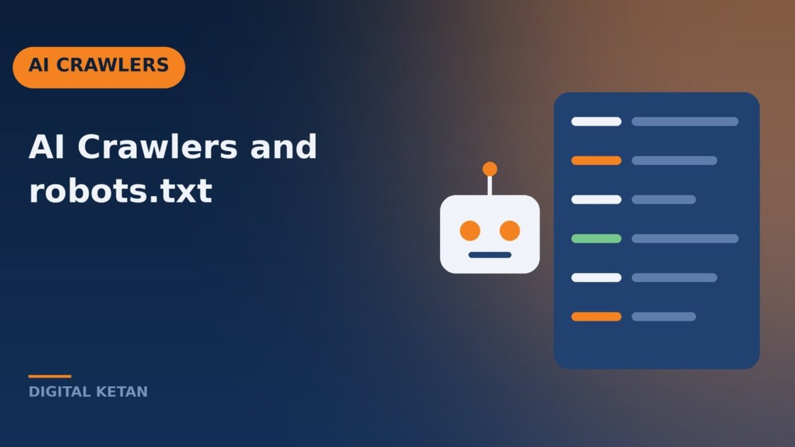 AI crawlers concept showing bots reading a robots.txt file with allow and disallow rules