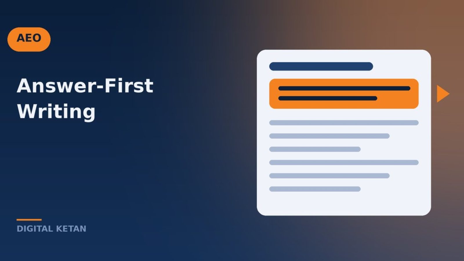 Answer-first writing concept showing a direct answer placed at the top of a content section