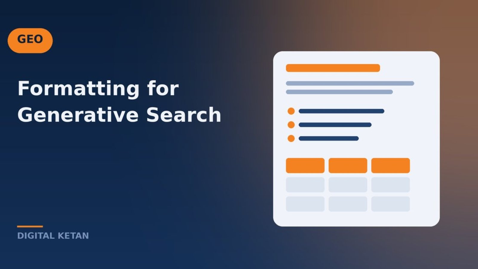 Content formatting concept showing a page with a clear heading, bullet list, and comparison table