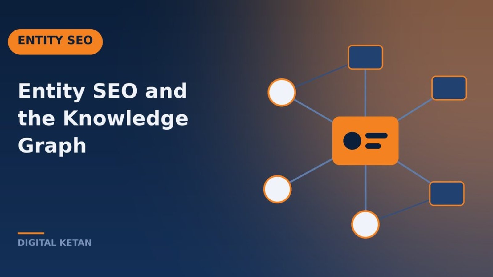 Entity SEO concept showing a business entity connected to people, places, products, and topics in a knowledge graph