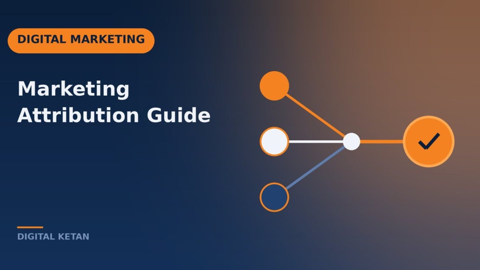 Attribution concept showing several marketing touchpoints connected along a path to one conversion