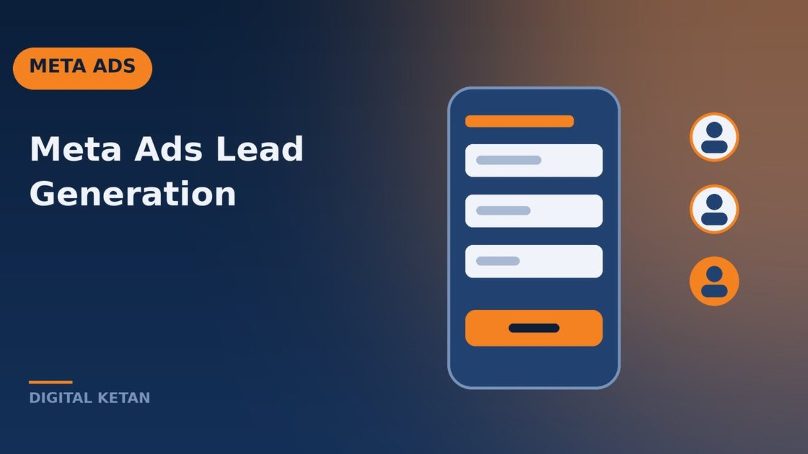 Lead generation concept showing a mobile lead form with qualifying questions feeding into a CRM pipeline